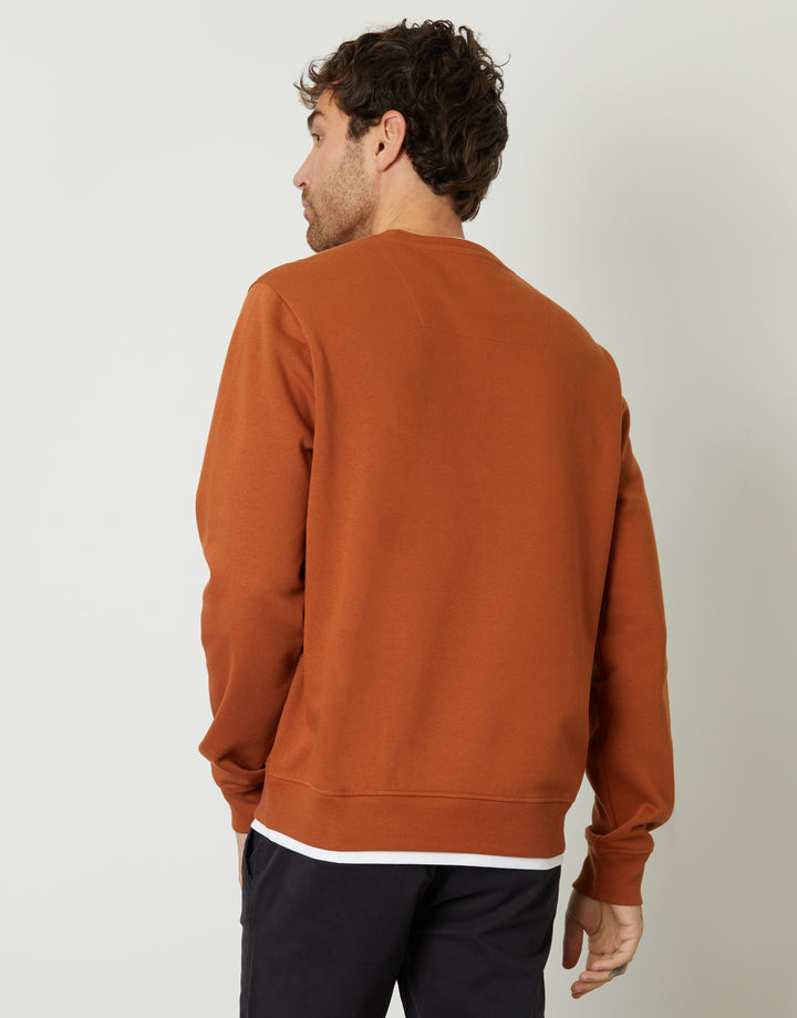 Rust Orange Mock T-Shirt Crew Neck Sweatshirt