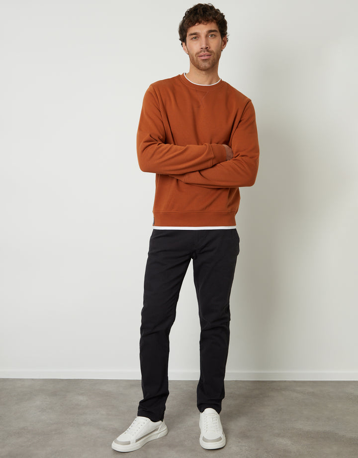 Rust Orange Mock T-Shirt Crew Neck Sweatshirt