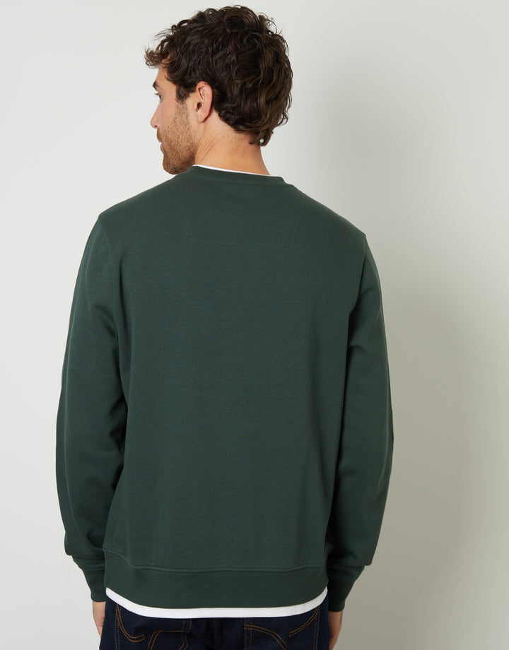 Forest Green Mock T-Shirt Crew Neck Sweatshirt
