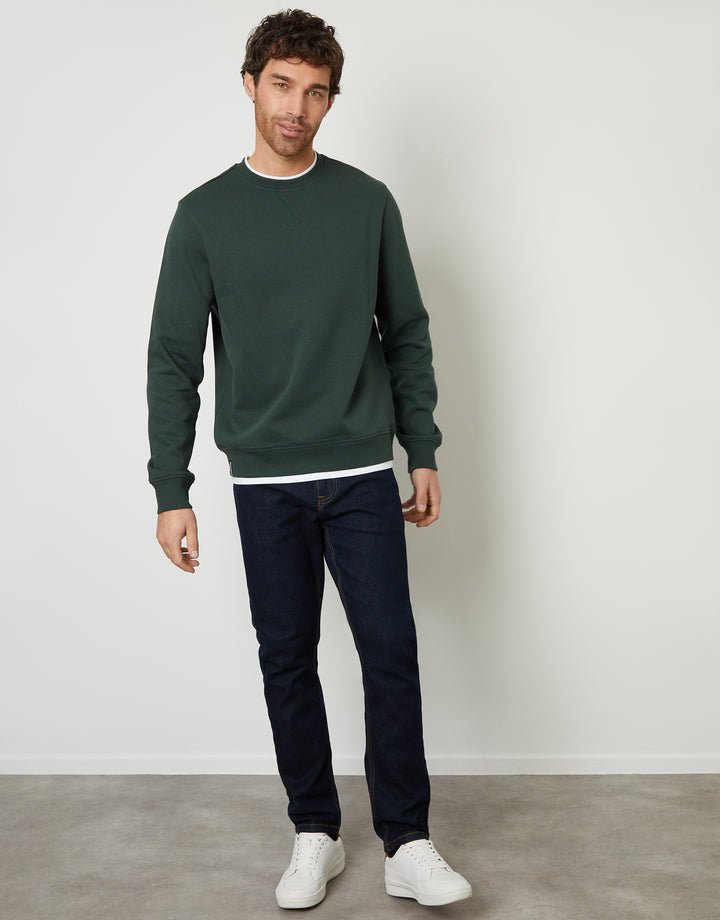 Forest Green Mock T-Shirt Crew Neck Sweatshirt