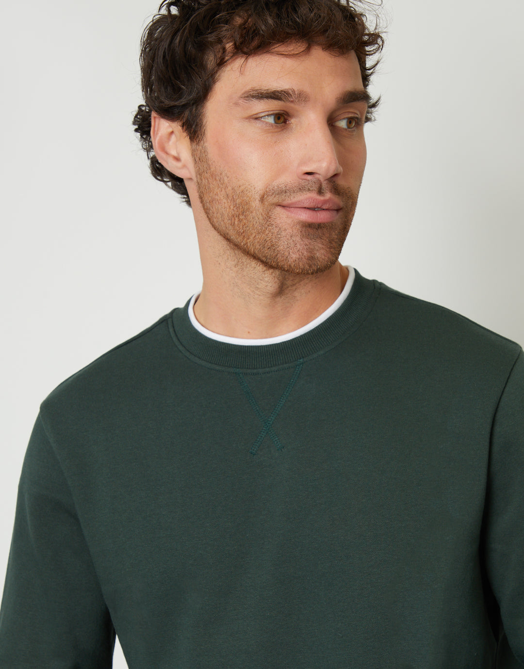 Forest Green Mock T-Shirt Crew Neck Sweatshirt