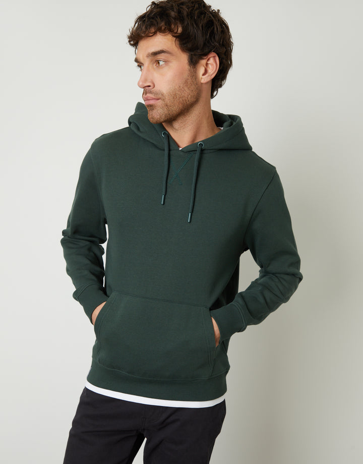 Forest Green Mock T-Shirt Overhead Hoodie