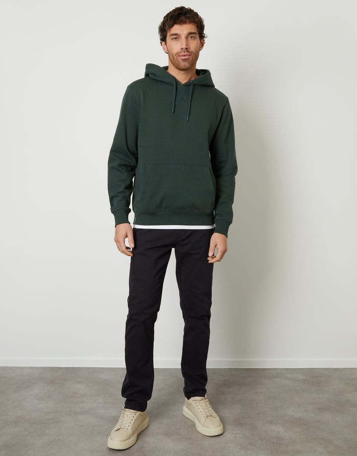 Forest Green Mock T-Shirt Overhead Hoodie