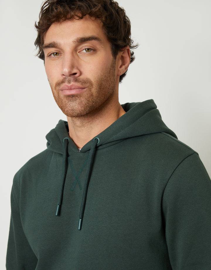 Forest Green Mock T-Shirt Overhead Hoodie