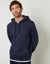 Navy Mock T-Shirt Overhead Hoodie