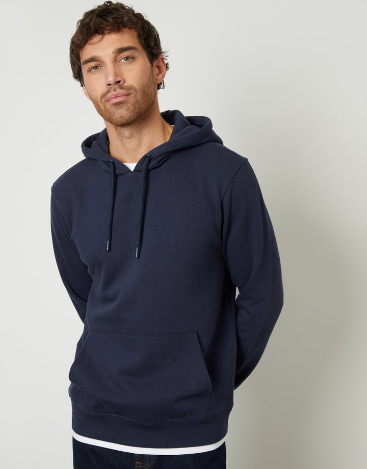 Navy Mock T-Shirt Overhead Hoodie