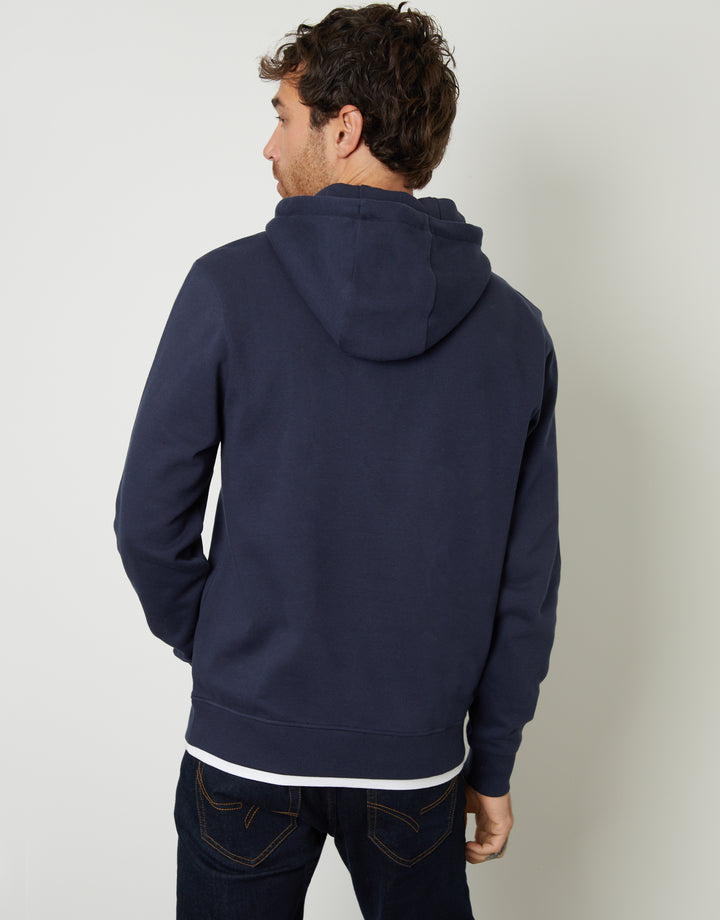 Navy Mock T-Shirt Overhead Hoodie