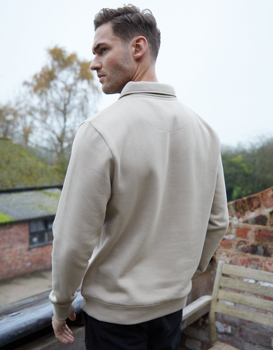 Stone Quarter Zip Collared Sweatshirt