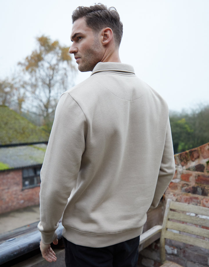 Stone Quarter Zip Collared Sweatshirt