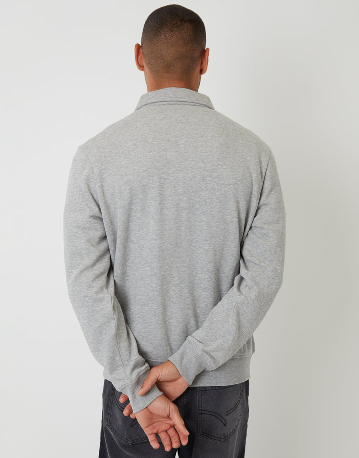 Grey Marl Quarter Zip Collared Sweatshirt