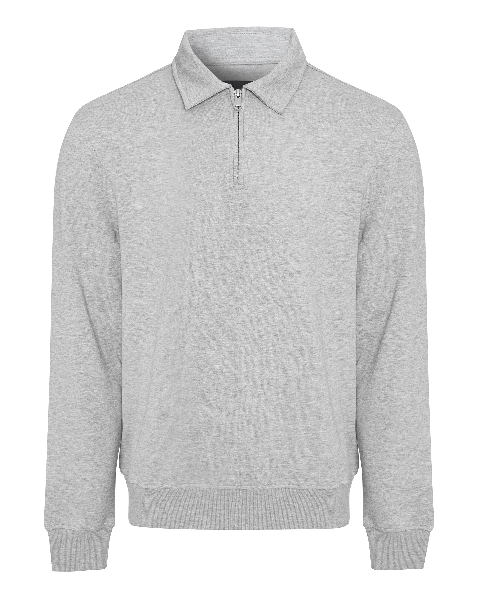 Threadbare Men's Grey Marl Quarter Zip Collared Sweatshirt