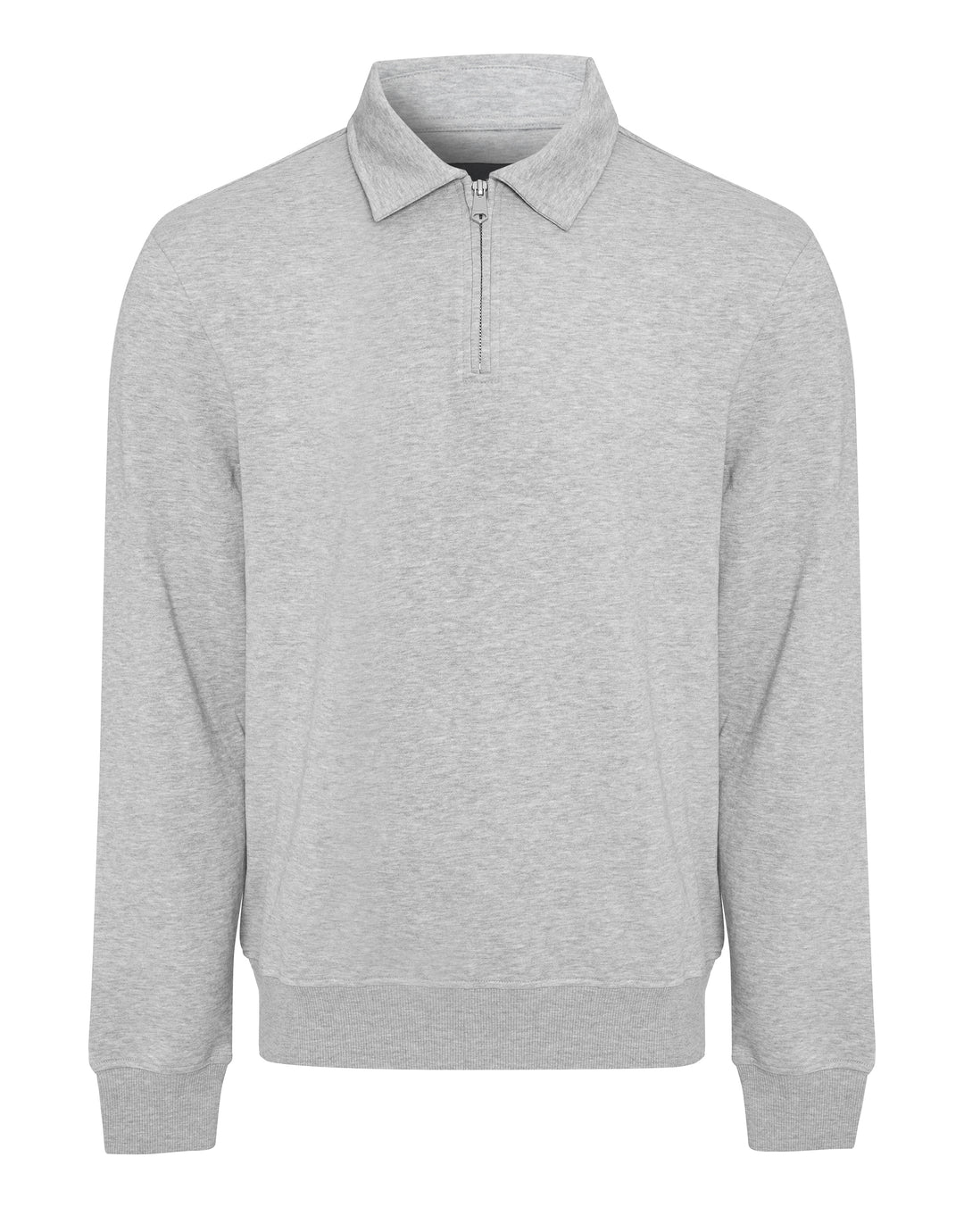 Grey Marl Quarter Zip Collared Sweatshirt
