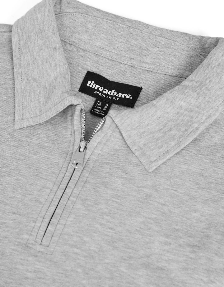 Grey Marl Quarter Zip Collared Sweatshirt