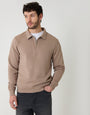 Taupe Quarter Zip Collared Sweatshirt
