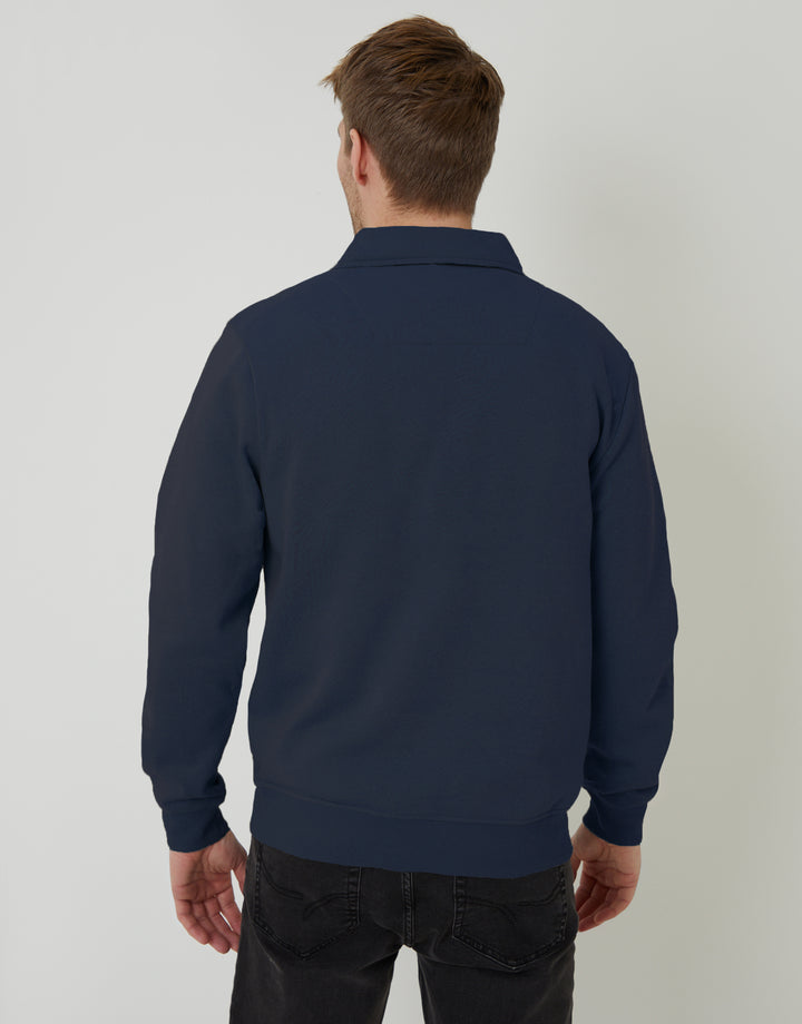 Navy Quarter Zip Collared Sweatshirt