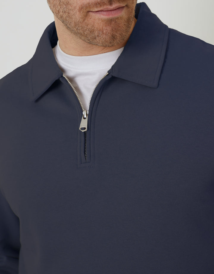 Navy Quarter Zip Collared Sweatshirt