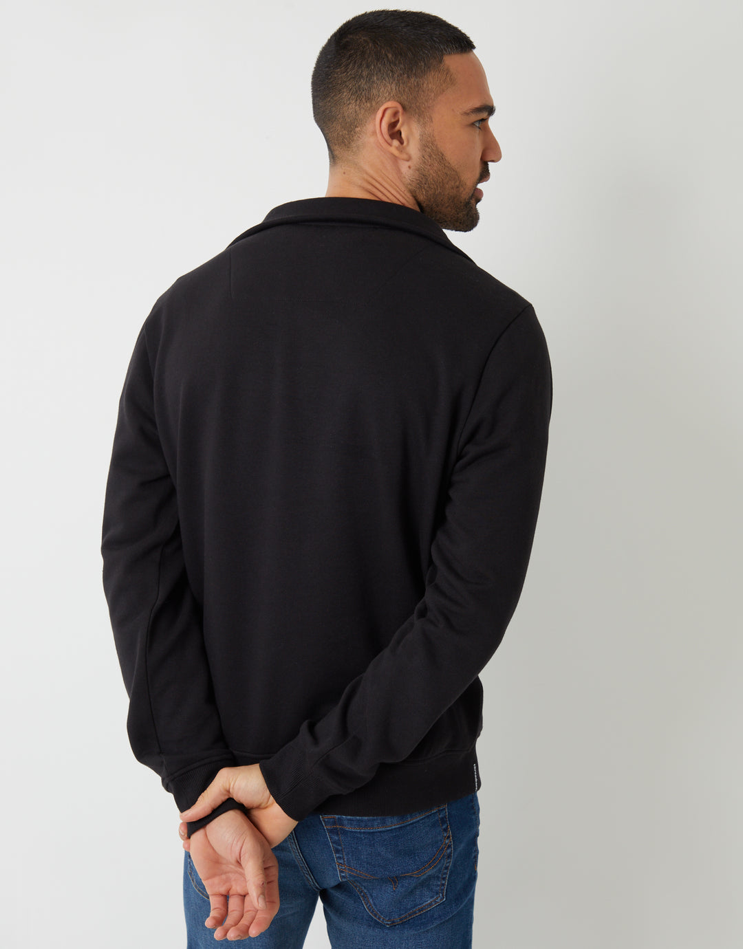 Black Quarter Zip Funnel Neck Sweatshirt