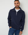 Navy Quarter Zip Funnel Neck Sweatshirt
