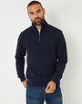 Navy Textured Quarter Zip Sweatshirt