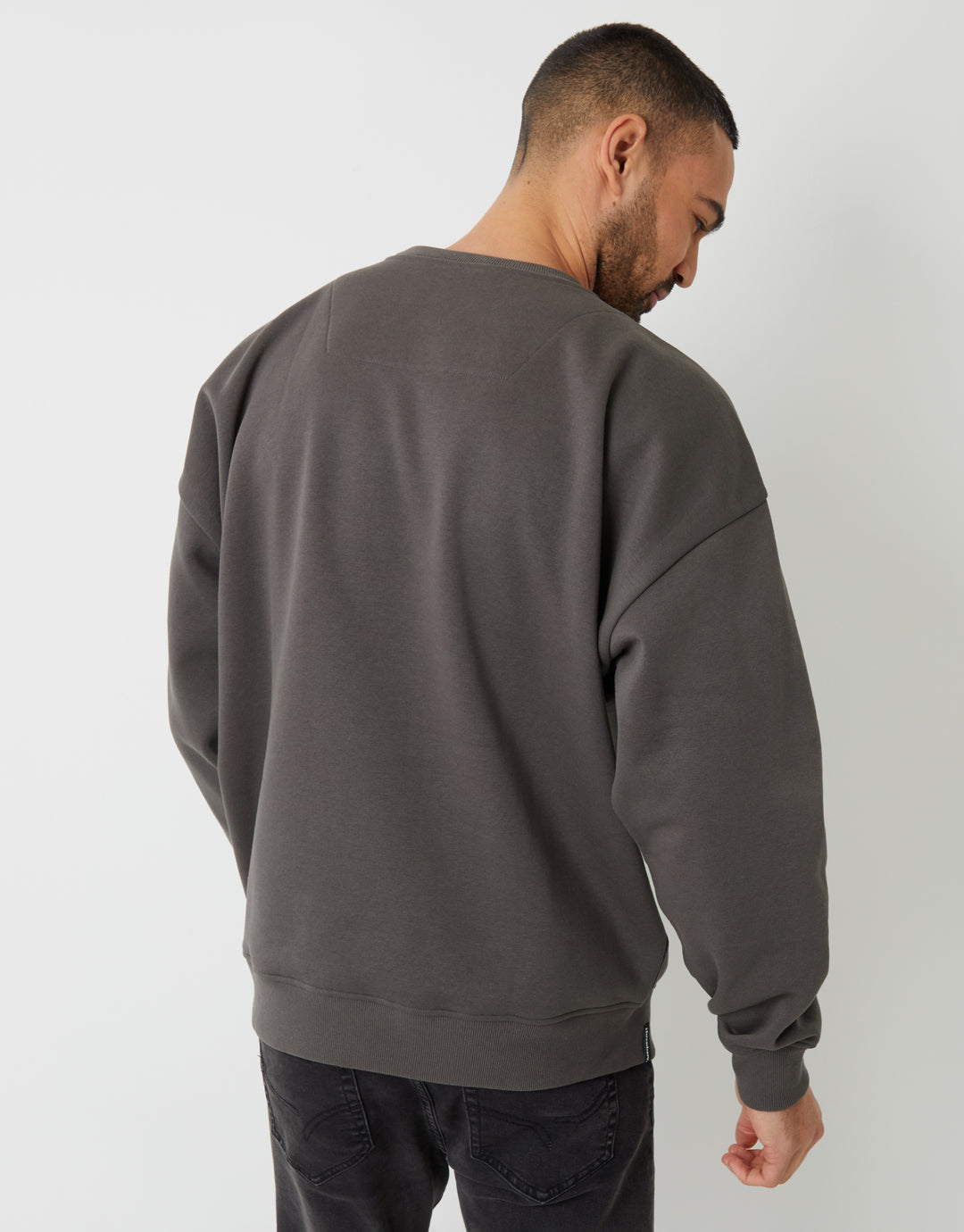 Slate Grey Relaxed Fit Crew Neck Sweatshirt