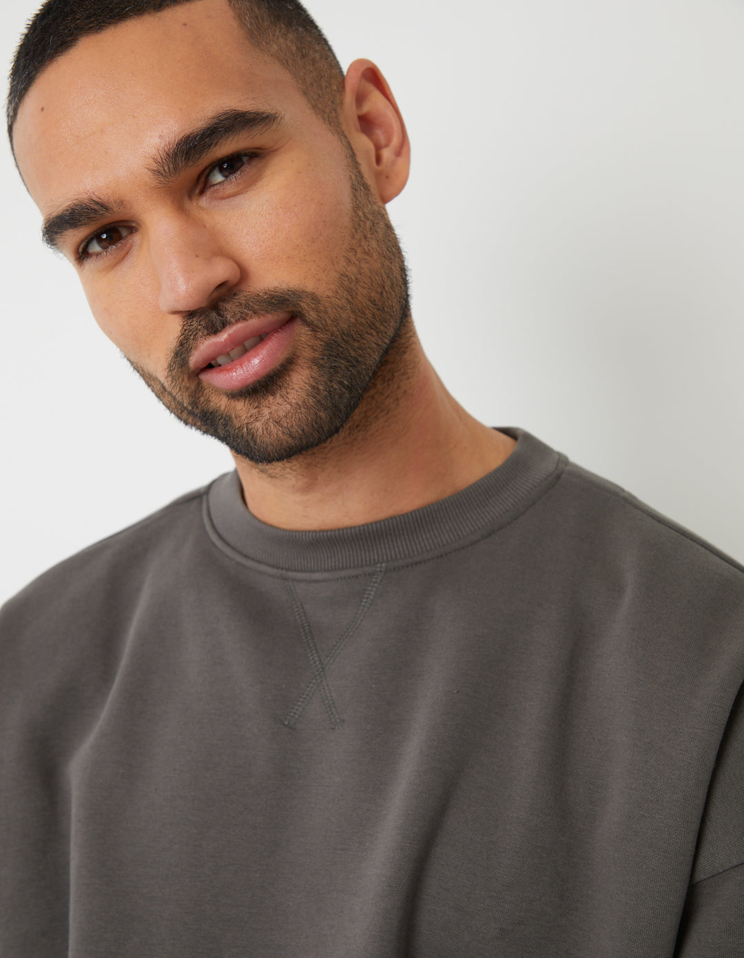 Slate Grey Relaxed Fit Crew Neck Sweatshirt