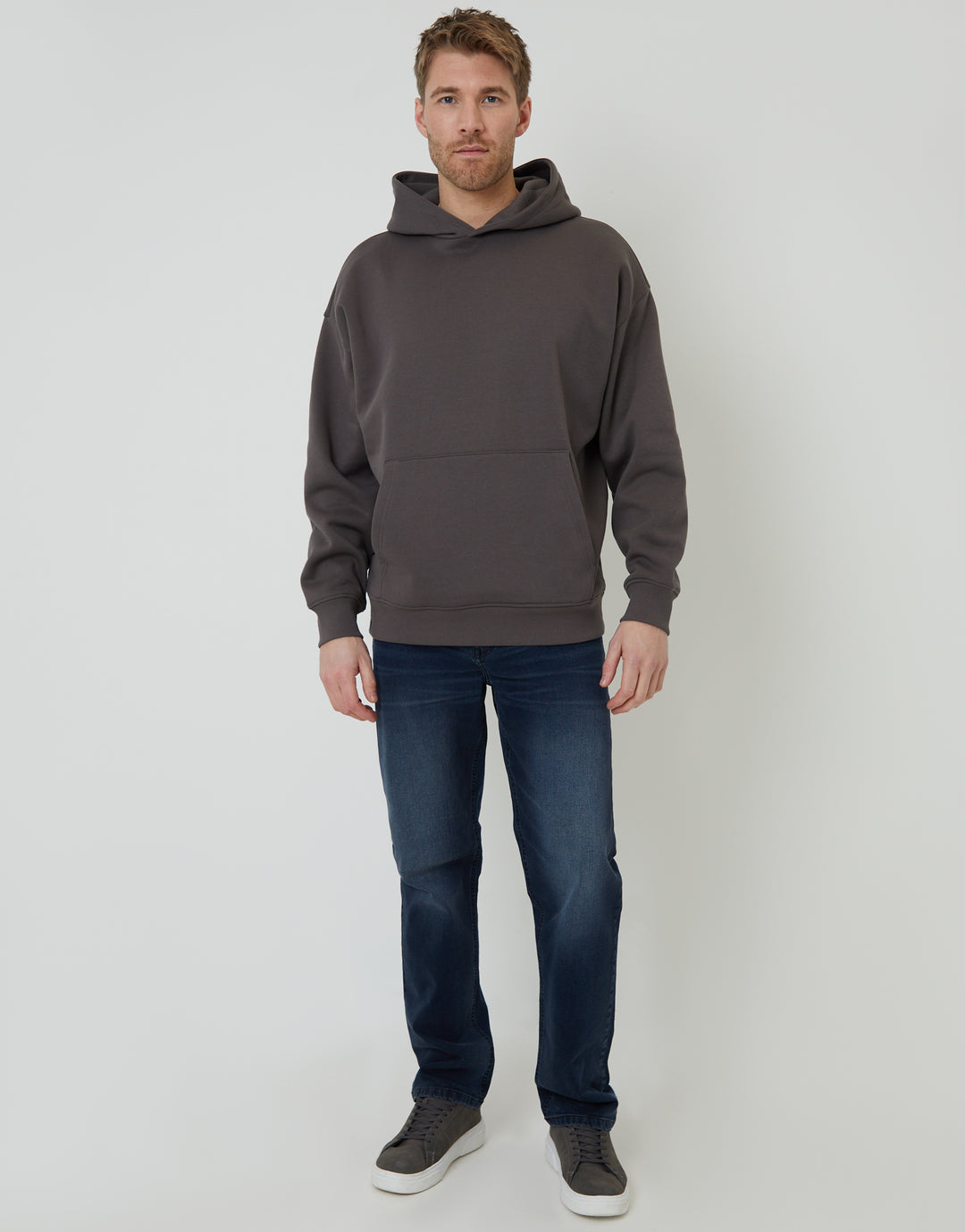 Slate Grey Relaxed Fit Overhead Hoodie