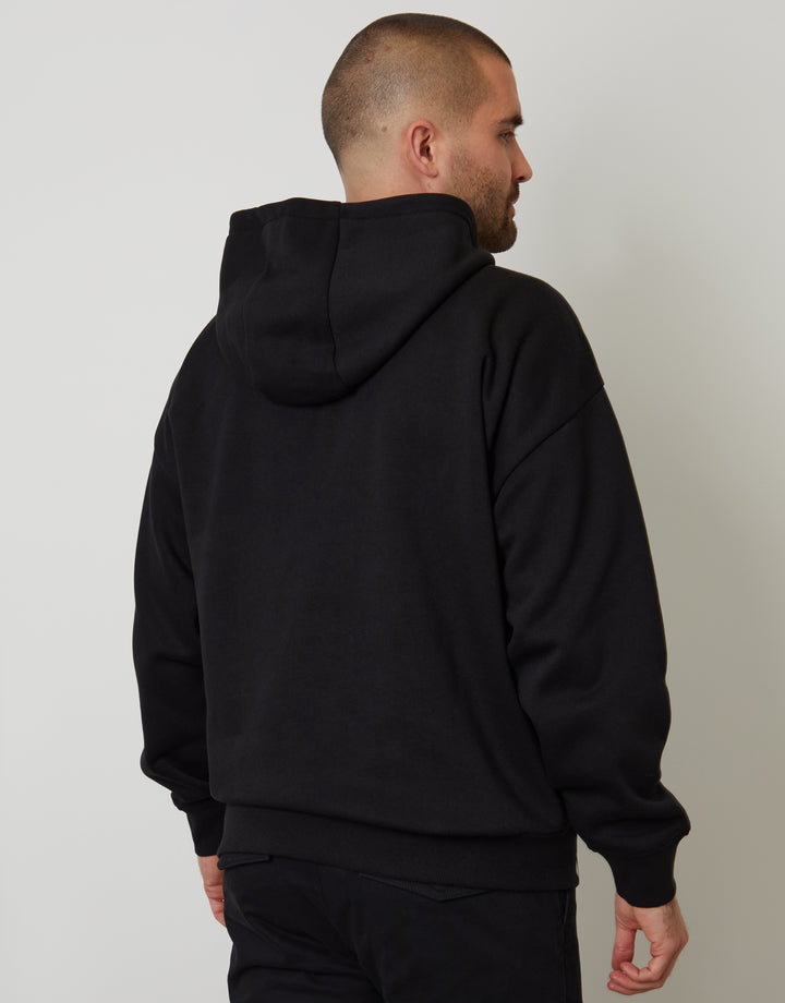 Black Relaxed Fit Overhead Hoodie