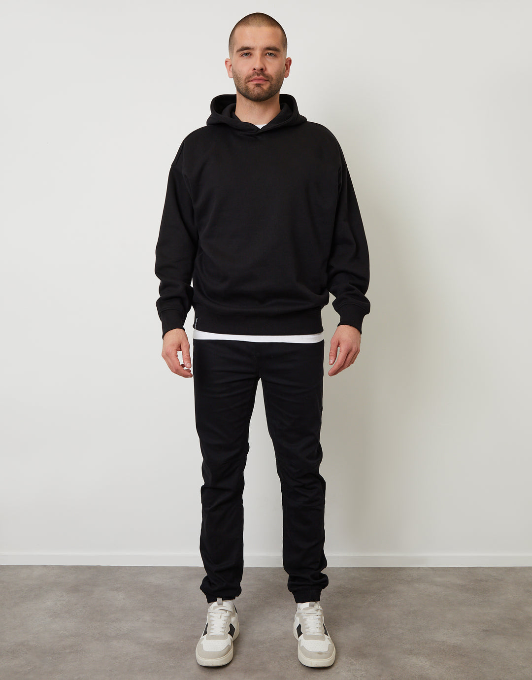 Black Relaxed Fit Overhead Hoodie