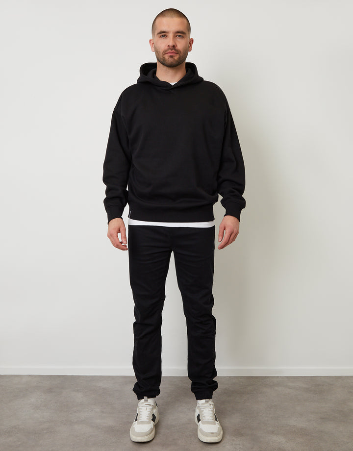 Black Relaxed Fit Overhead Hoodie
