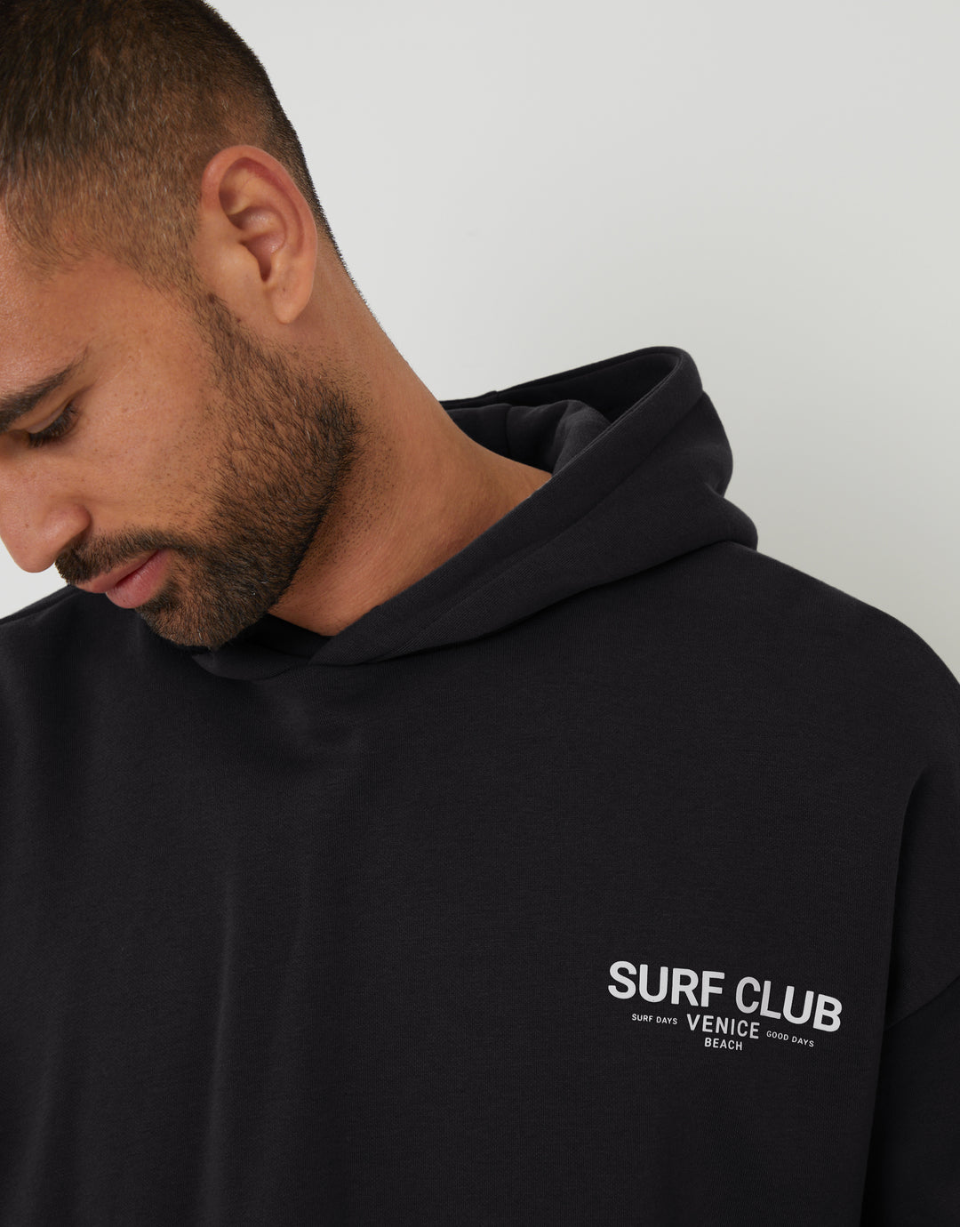 Black Graphic Print Relaxed Fit Overhead Hoodie