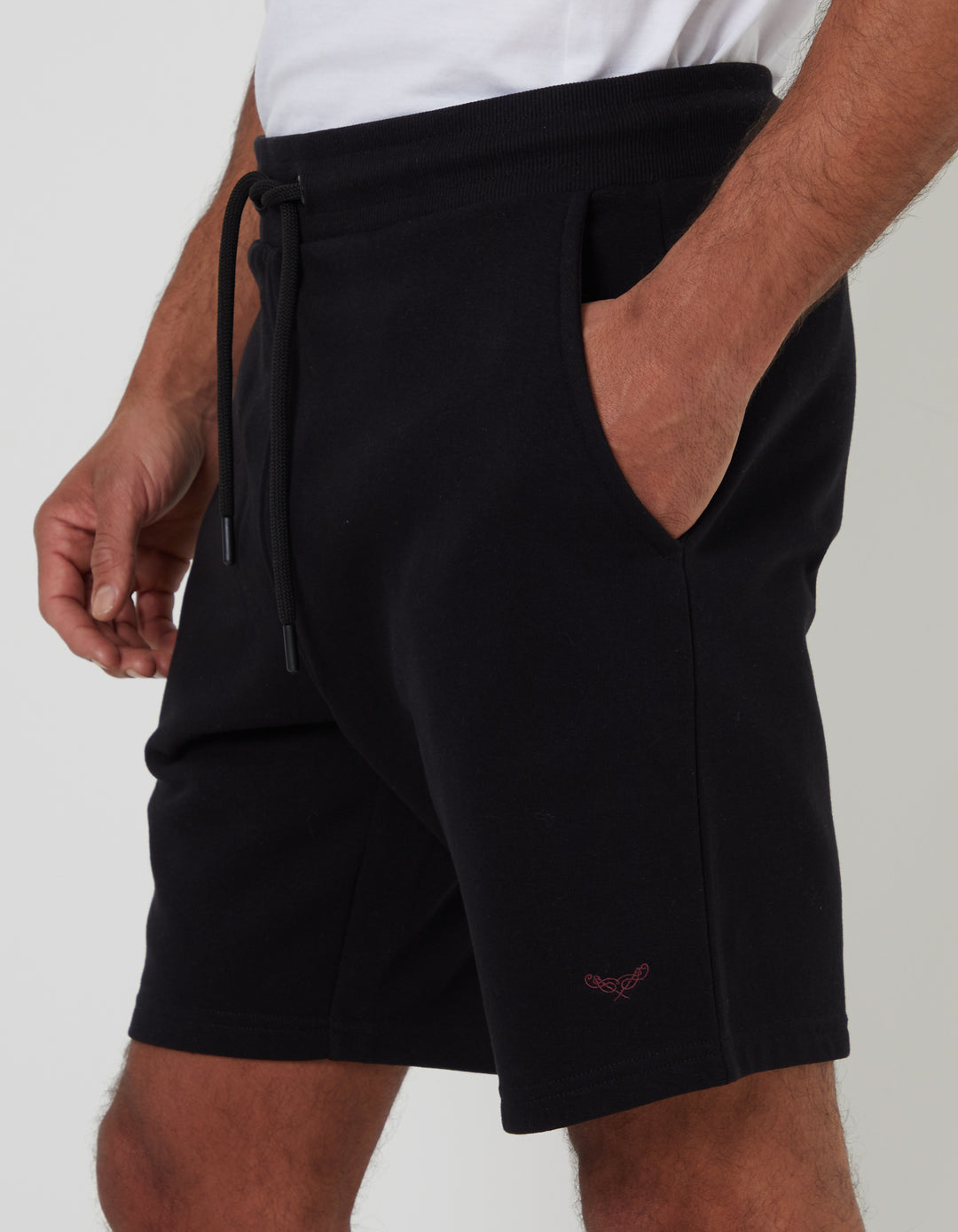 Threadbare Sweat Shorts in Black - side view close up