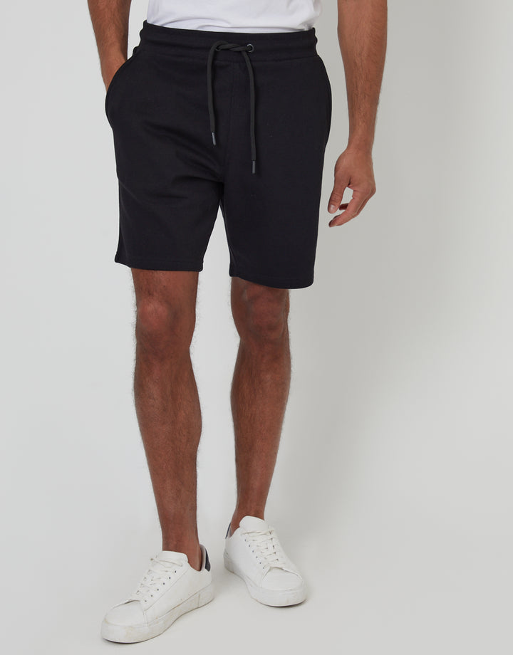Threadbare Sweat Shorts in Black - front view
