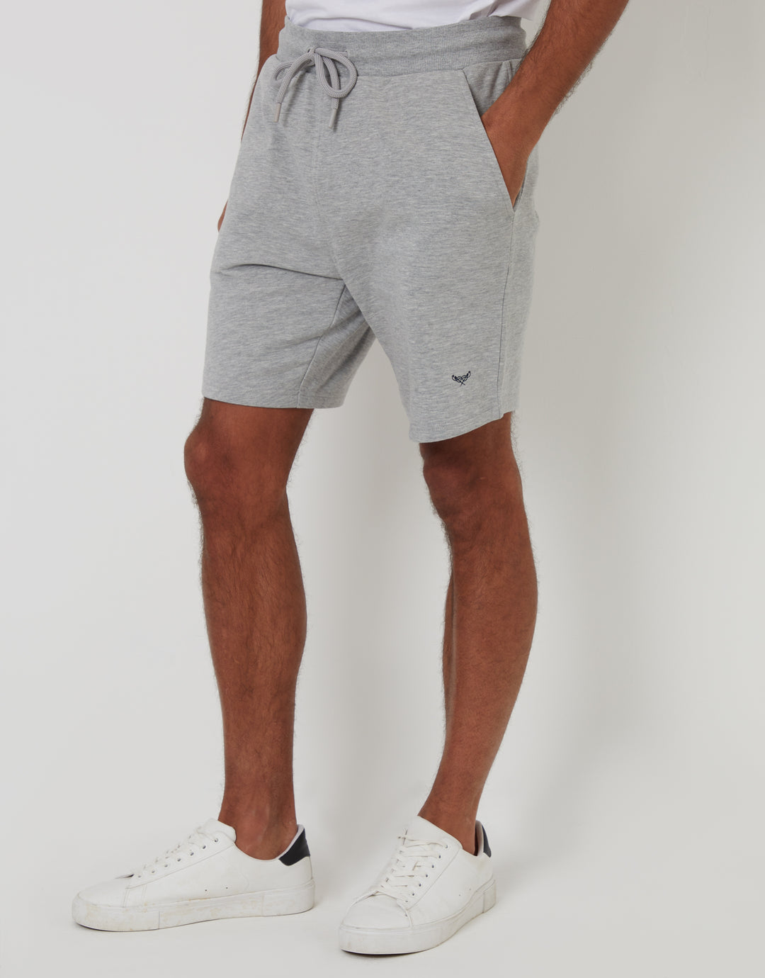 Threadbare Sweat Shorts in Grey - side view