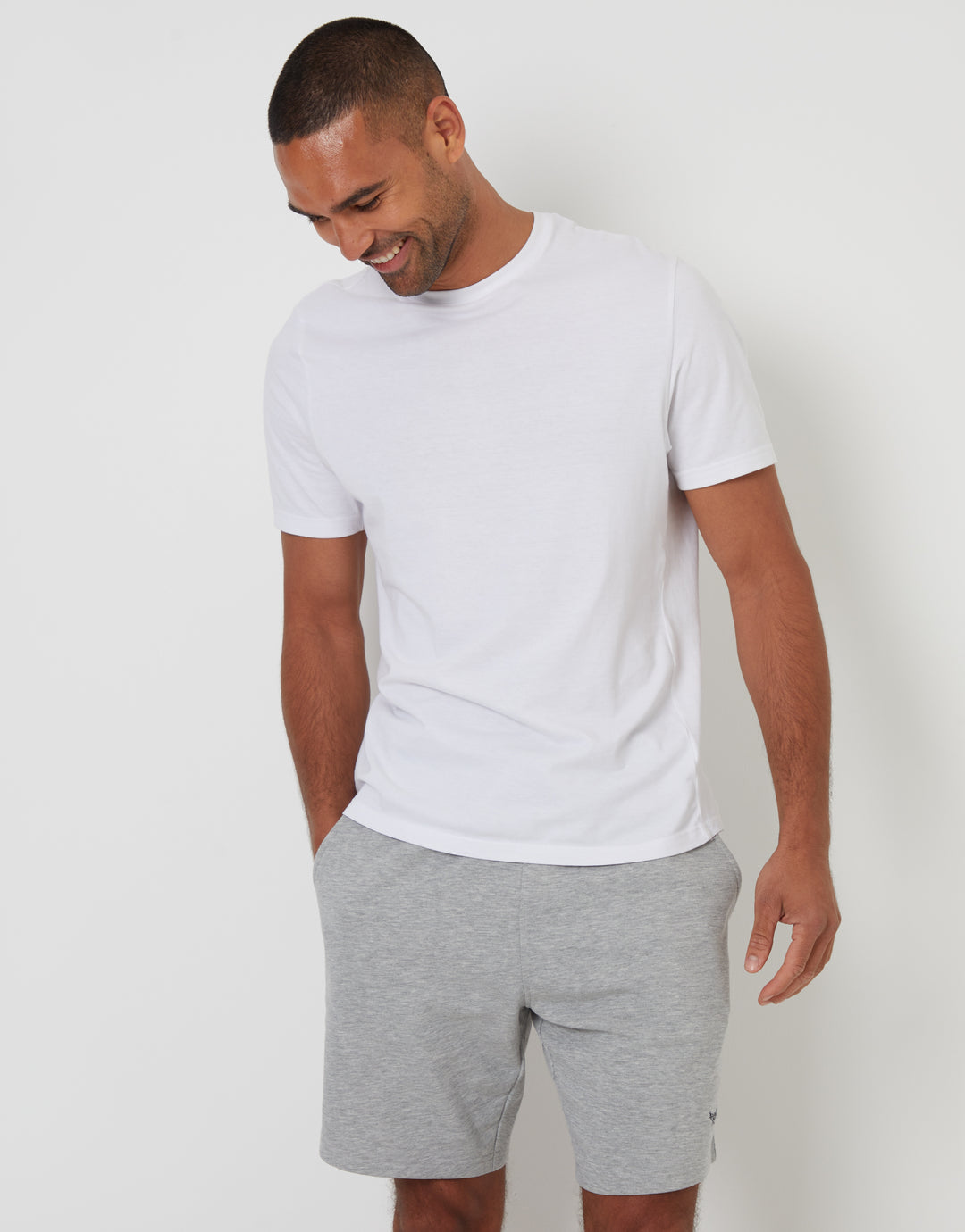 Threadbare Sweat Shorts in Grey - front view
