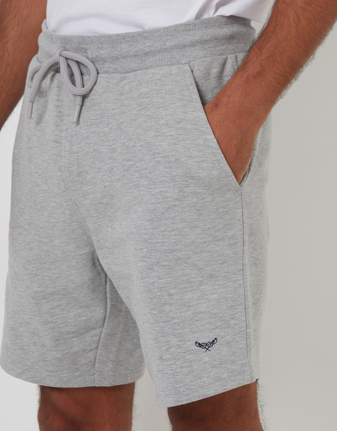 Threadbare Sweat Shorts in Grey - front view close up