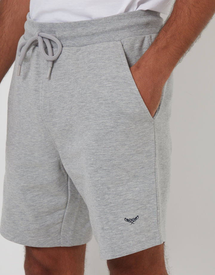 Threadbare Sweat Shorts in Grey - front view close up