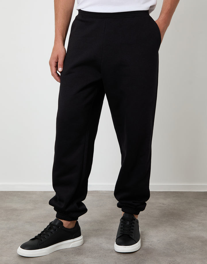 Black Relaxed Fit Cuffed Joggers