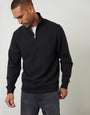 Black Textured Quarter Zip Sweatshirt