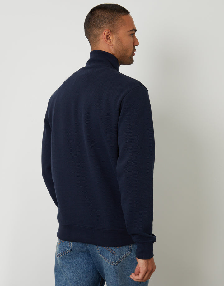 Navy Textured Quarter Zip Sweatshirt