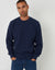 Navy Relaxed Fit Rib Textured Crew Neck Sweatshirt