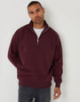 Burgundy Relaxed Fit Half Zip Sweatshirt