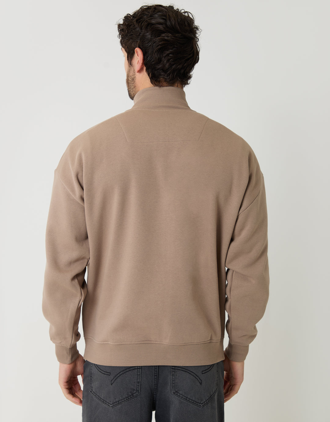 Taupe Relaxed Fit Half Zip Sweatshirt