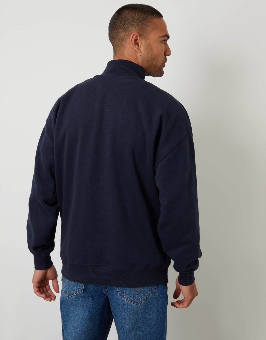 Navy Relaxed Fit Half Zip Sweatshirt