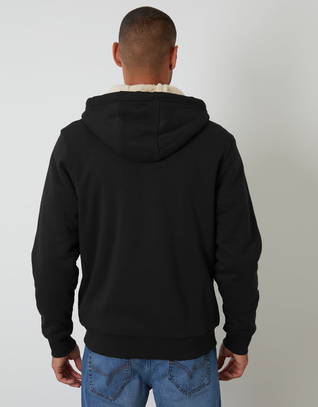 Black Borg Lined Zip-Through Hoodie