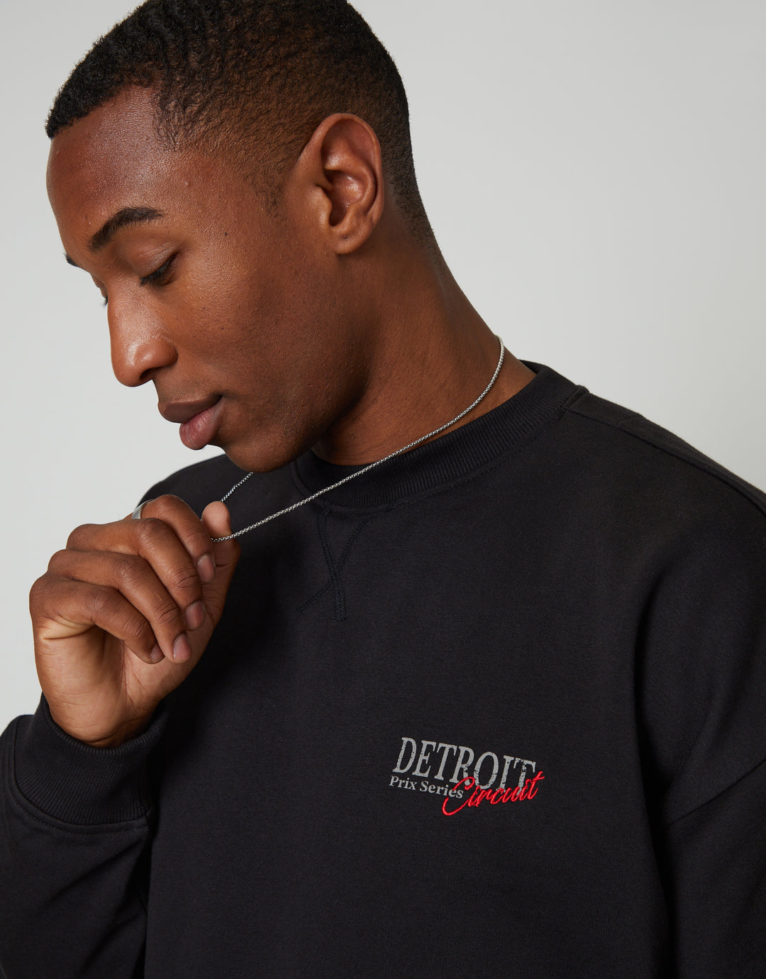 Black Relaxed Fit Graphic Print Crew Neck Sweatshirt