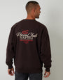 Chocolate Brown Relaxed Fit Graphic Print Crew Neck Sweatshirt