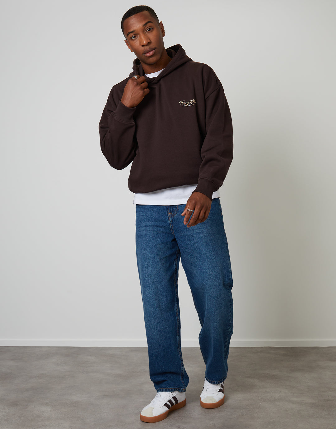 Chocolate Brown Relaxed Fit Graphic Print Hoodie