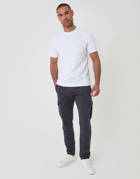 Threadbare Cotton Rich Cargo Joggers in Charcoal - full body
