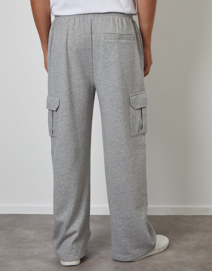 Light Grey Wide Leg Cargo Joggers
