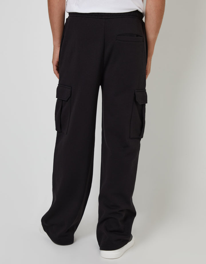 Black Wide Leg Cargo Joggers